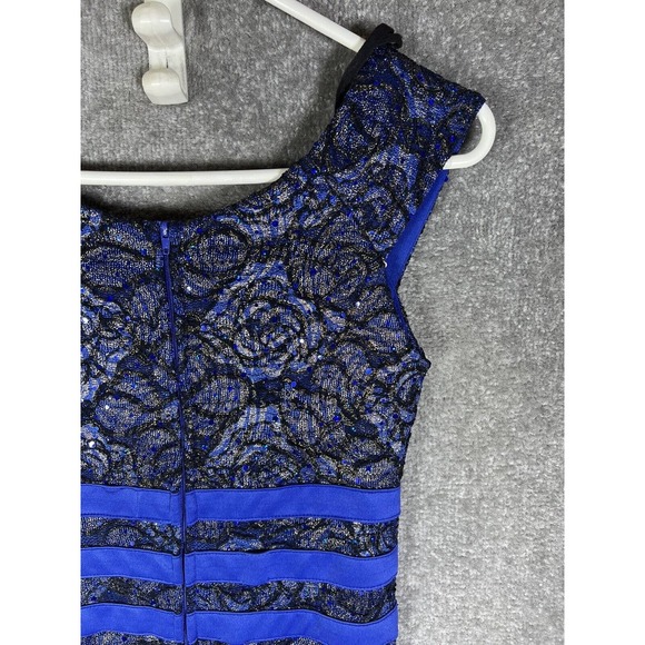 La Scala Iridescent Sequin Sleeveless Fitted Maxi Formal Dress Womens Small Blue - Picture 10 of 16